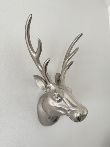 Silver chrome stag head faux - head,