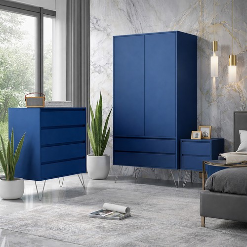 Piece navy blue bedroom - 3-piece,