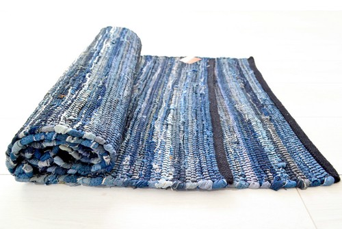 Denim rag rug - denim, runner