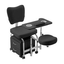 Pro Nail Salon Chair & Cabinet Set PU Leather Stool + Storage Unit Adjustable