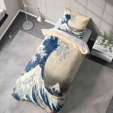 Great Wave Kanagawa Art Duvet Cover Classic Japanese Ocean Art Bedding Design