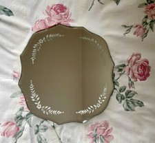 Venetian Style Mirror Shaped Edges13 Inch Square Floral Etching Shabby Chic