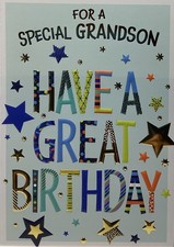GRANDSON BIRTHDAY CARD STARS