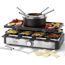 Salter Electric Raclette Grill Non-Stick 8 PC Set 2in1 With Fondue Pot(Open Box)