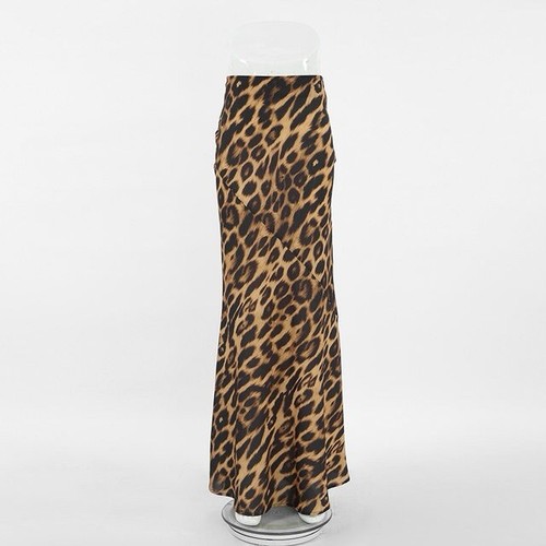 Leopard print satin maxi - print,