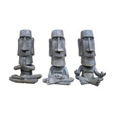 Easter Island Head Ornament Statue Room Home Decor Desktop Ornaments Grey Resin