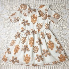 Mini Rodini Girls 5-7 Boho Wildflower Print Short Sleeve Cotton Ruffle Dress