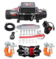 Black Raptor 12v Electric 9500 lbs Waterproof Winch, Synthetic Rope 4x4 recovery