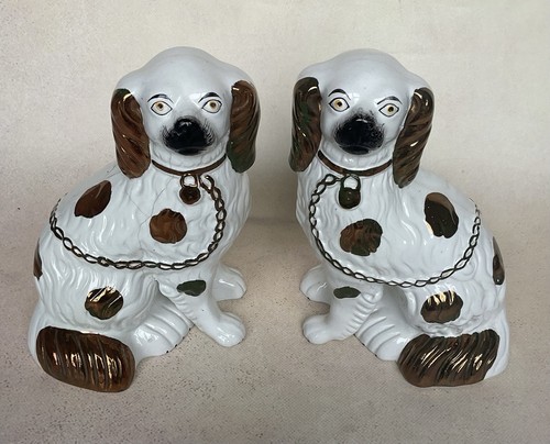 Antique staffordshire spaniels - staffordshire,