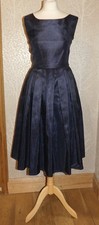 LINDY BOP NAVY SATIN BOX PLEAT