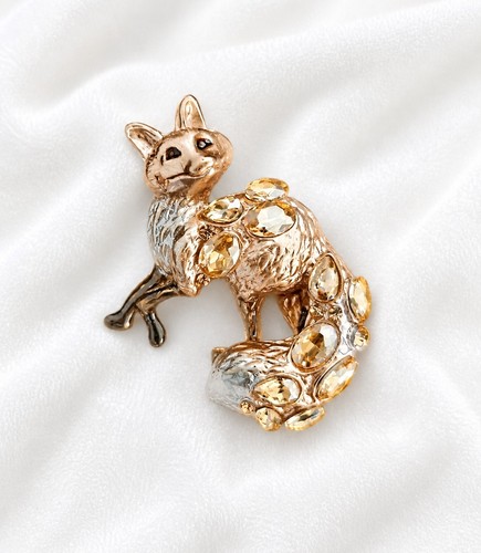 Fox brooch crystal vintage - fox,