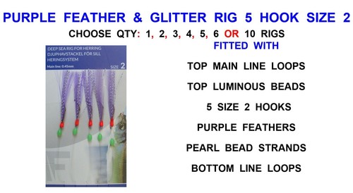 Purple feather herring rigs - rigs, 5