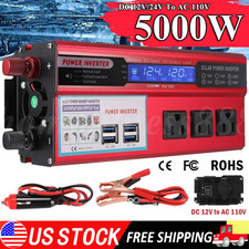 Pure Sine Wave Solar Converter 5000W Car Power Inverter DC 12V To AC 110V 4 USB