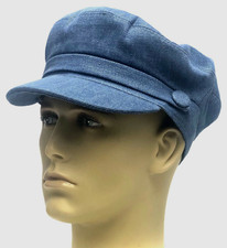 Fiddler Breton Cap Hat Blue Denim Greek Fisherman Sailor Barge Mens Ladies Kids