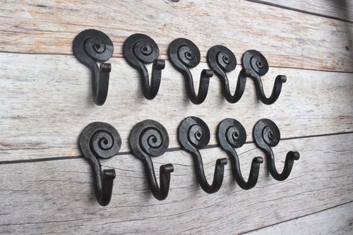 Vintage handforged iron hooks - handforged,