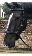 BITLESS MULTI BRIDLE & SNAFFLE BRIDLE PADDED LEATHER BLACK & BROWN PONY COB FULL