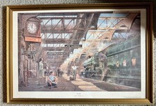 Large Framed Philip Hawkins Steam Train print 'On Time’