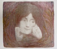 AMAN JEAN Edmond engraving original lithograph lithograph Art Nouveau woman 1900