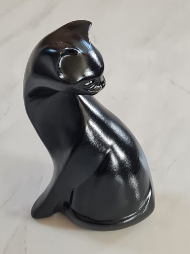 Black cat statue - black, animal