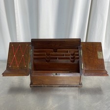 Antique Oak Victorian Stationery Document Box Desktop Office Storage Writing