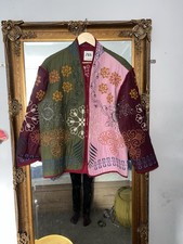 Zara Size Small Oversized Quilted Jacket Multicoloured Floral Print