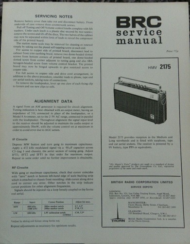 Hmv 2175 radio - hmv, mw