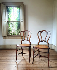 Pair walnut and cane - pair,