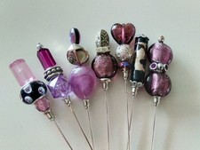 7 x Vintage Bead Hat Pins