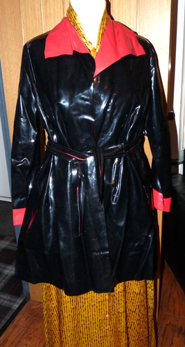 Shiny black red pvc - &, raincoat