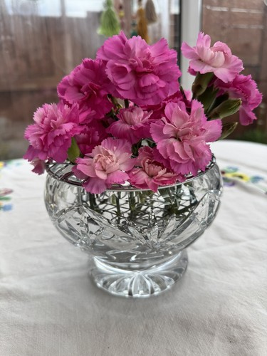 Vintage crystal rose bowl with - crystal,