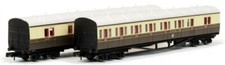 Dapol 2P-003-013 GWR Cities Chocolate & Cream B Set Coach 6449 & 6450 N Gauge 