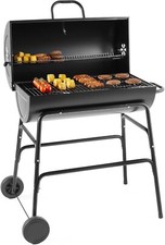 Large Oil Drum Charcoal BBQ Grill Barbecue Smoker Rack Portable Wheels Stand