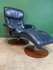 Chairworks Leather Recliner Swivel Armchair And Stool Stressless Style Blue
