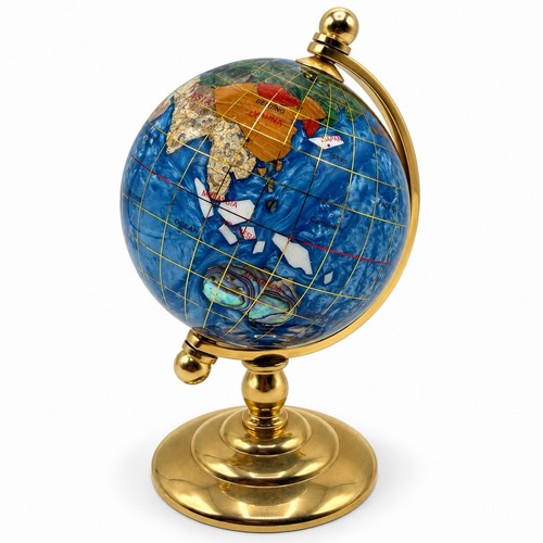 Gemstone inlay tabletop world - gemstone,