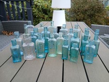 25 Old Glass Medicine Bottles various sizes job lot