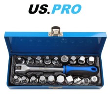 US PRO Tools 20 Piece 3/8 DR Drain Sump Plug Key Set, Keys Oil Din 3298