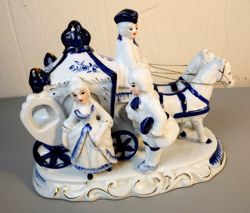 Gzhel blue white - white, porcelain