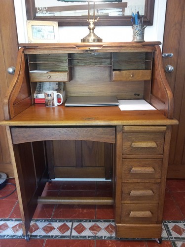 Roll top desk and - , swivel