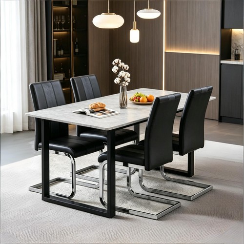 Marble effect dining table and - dining,