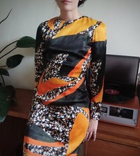 pure silk graphic print mosaic summer cocktail midi dress from Acne Studios 