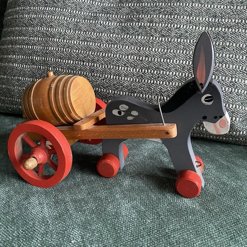 Vintage painted wooden donkey - vintage,