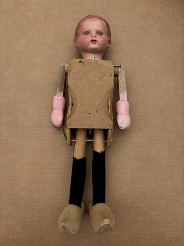 Antique wooden walking doll - antique,
