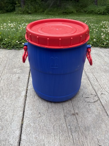 Blue plastic barrel gallon - plastic,
