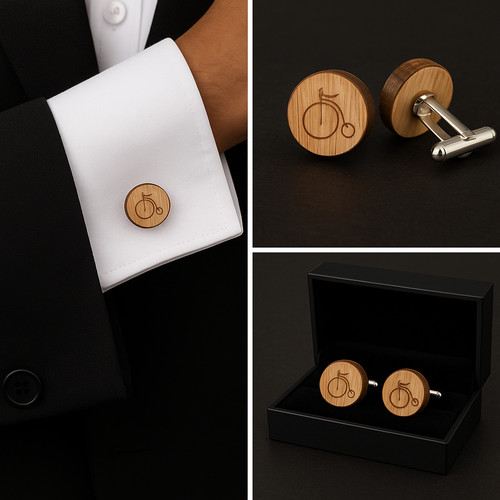 Cufflinks gift hub 20mm - 20mm, wood