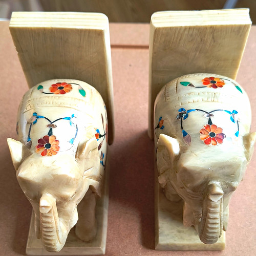 Elephant stone bookends pair - elephant,
