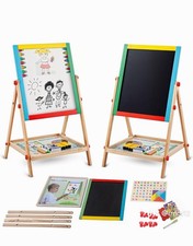 Children 2 In 1 Adjustable Black/White Board Wooden Easel Kids Drawing Board UK