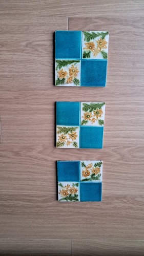 Three vintage ceramic tiles - ceramic,