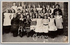 HASTINGS Sussex St Marys School Group 5 Girls RP Postcard c1915