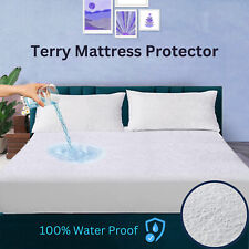 NEW EXTRA DEEP TERRY MATTRESS BED PROTECTOR 100% COTTON & WATERPROOF ALL SIZES