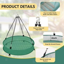 Bird Feeder Hoop Net Hopper, Bird Feeder Catcher, Hanging Hoop Platform for